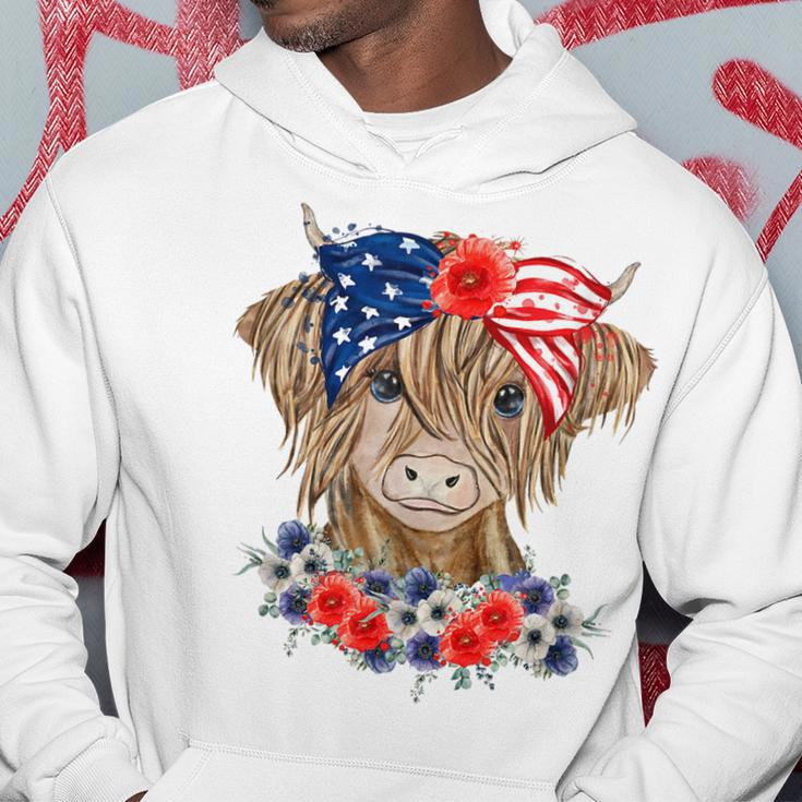 Highland Cow Heifer Bandana American Flag 4Th Of July Hoodie Unique Gifts