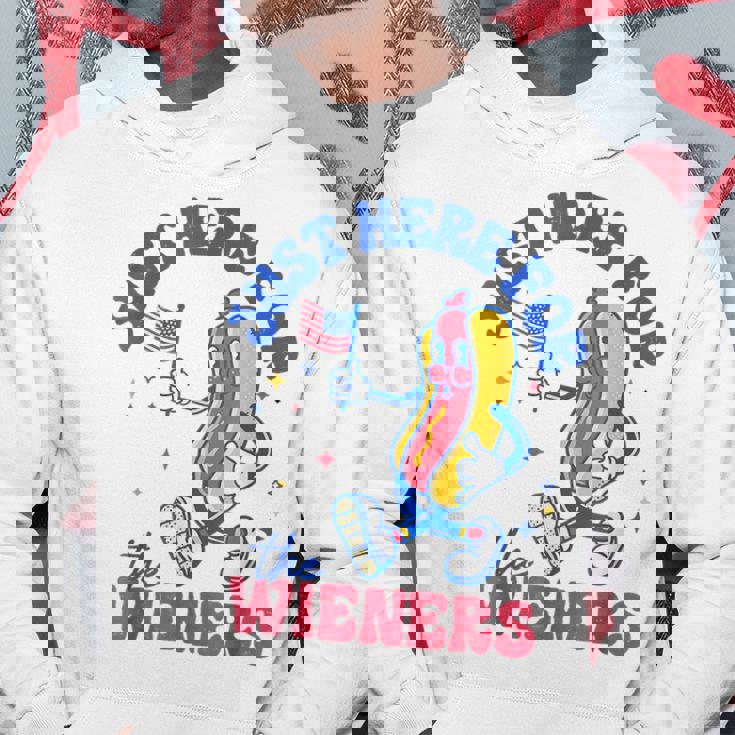 Im Just Here For The Wieners Funny Fourth Of July Hot Dog Hoodie Unique Gifts