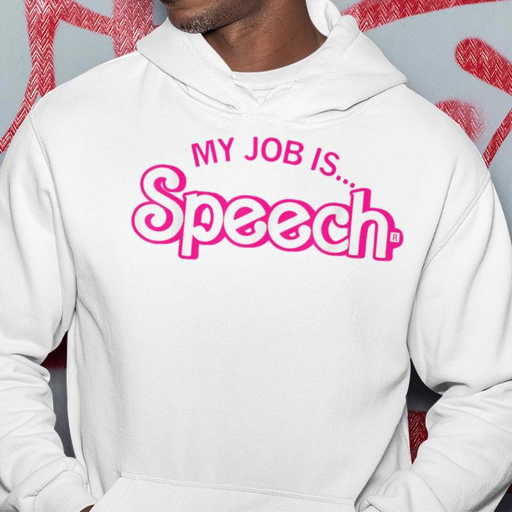 My Job Is Speech Retro Pink Style Speech Therapist Slp Hoodie Funny Gifts