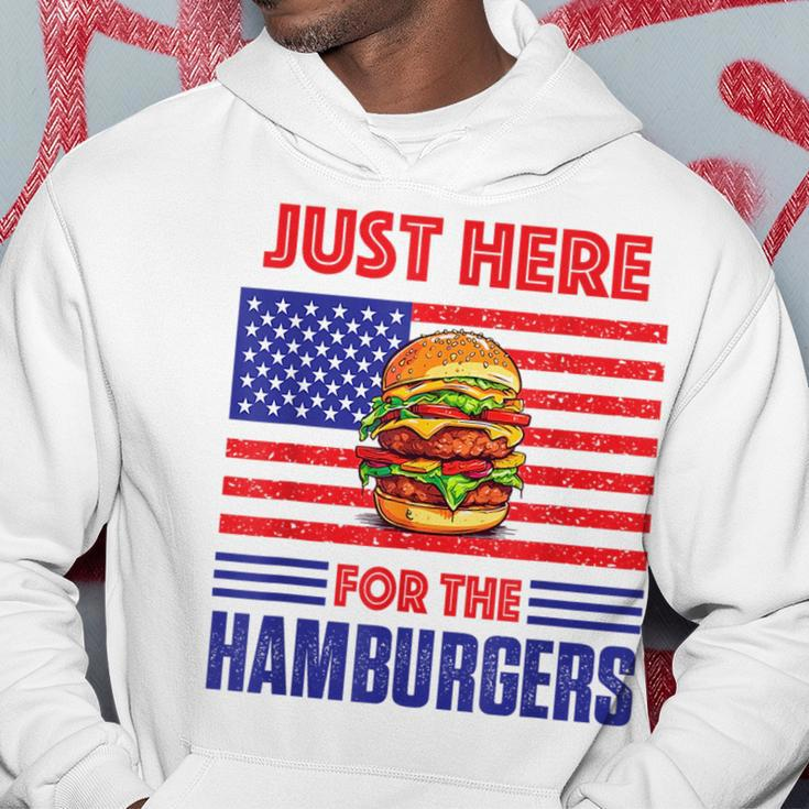 Just Here For The Hamburgers Funny 4Th Of July Hamburger Hoodie Unique Gifts