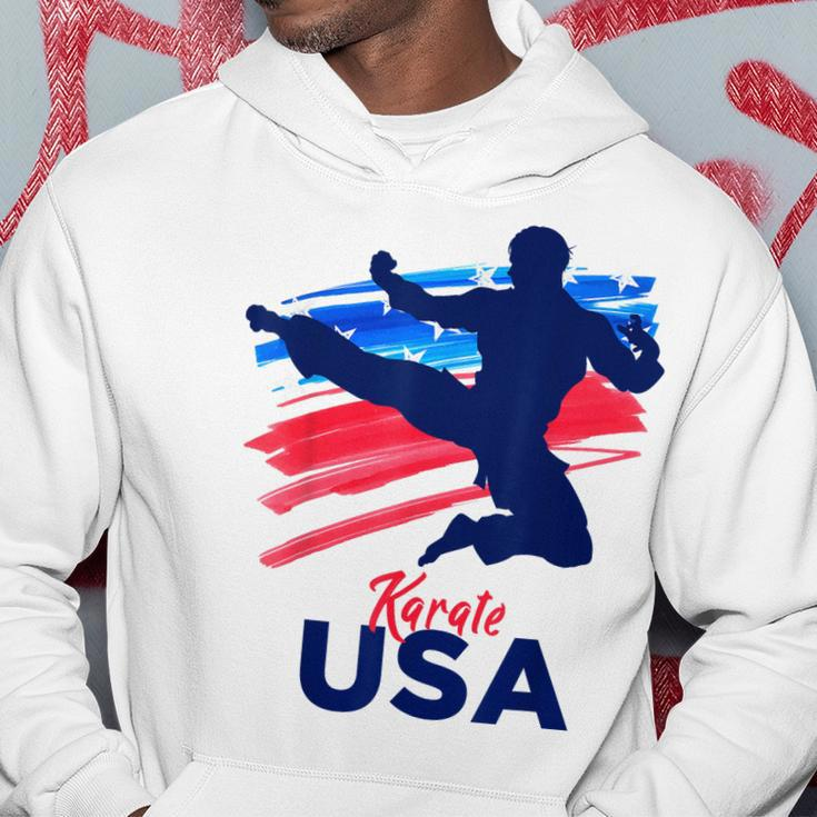 Karate Support The Team Student Sensei Usa Flag American Hoodie Unique Gifts