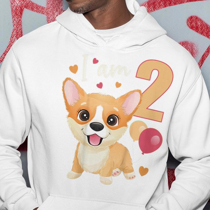 Kids 2 Years Old 2 Birthday Outfit Boy Girl Corgi Dog Hoodie Unique Gifts