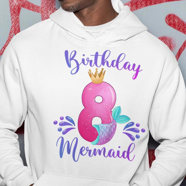 Kids Girls 8Th Birthday Mermaid Birthday Party 8 Years Old Fish Hoodie Unique Gifts