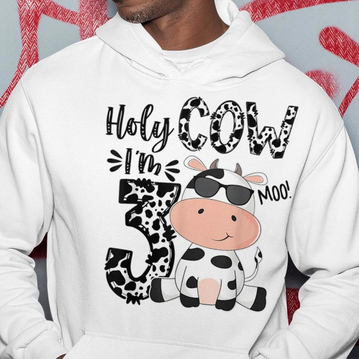 Kids Holy Cow Im 3 Birthday Boy 3Rd Cow Farm Animals Bday Hoodie Unique Gifts