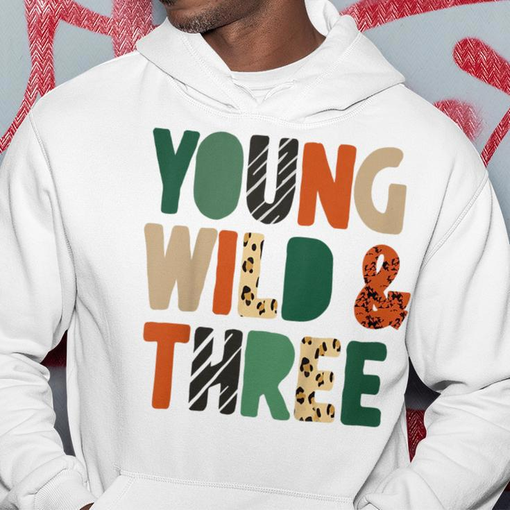 Kids Young Wild & Three Cute 3Rd Birthday Wild Child Third Bday Hoodie Funny Gifts