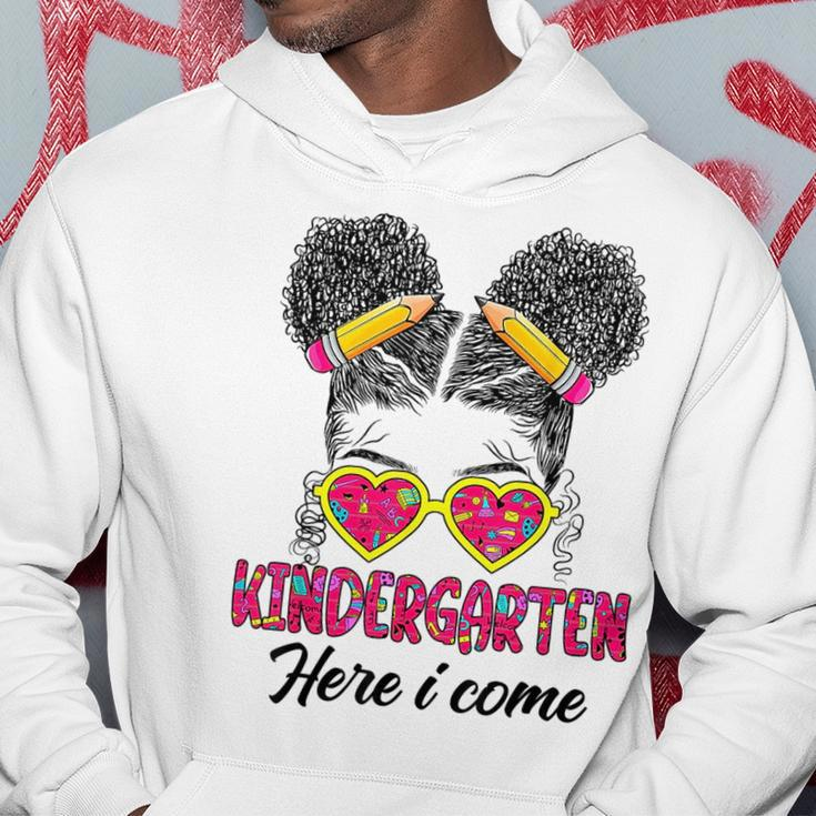 Kindergarten Here I Come Messy Bun Back To School Afro Girls Hoodie Unique Gifts