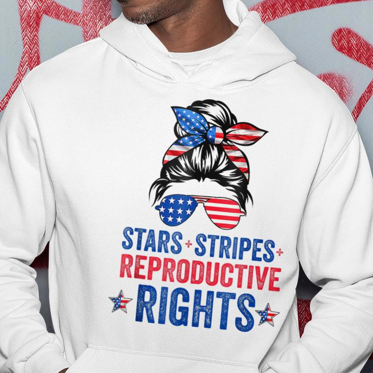 Messy Bun American Flag Stars Stripes Reproductive Rights Hoodie Unique Gifts