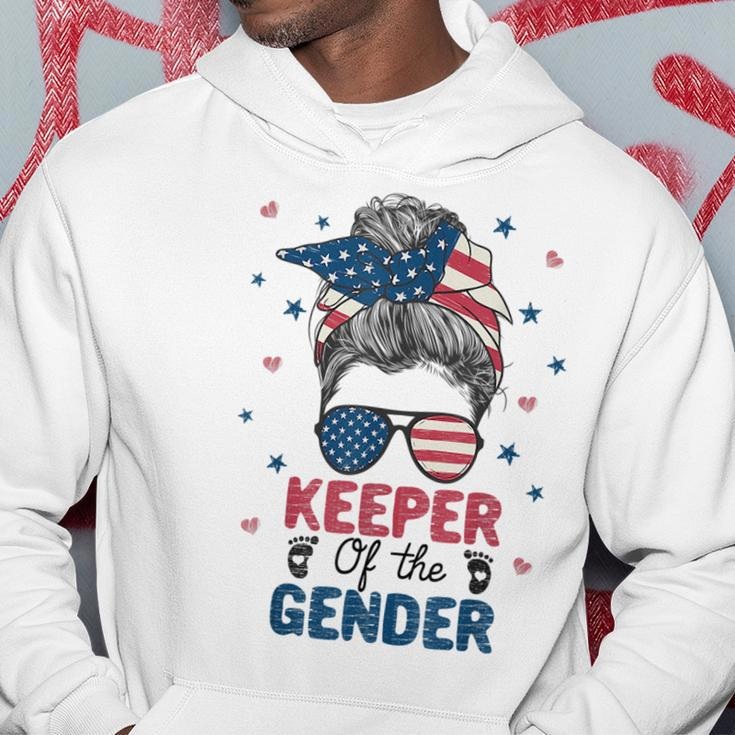 Messy Bun Keeper Of The Gender 4Th Of July Gender Keeper Hoodie Unique Gifts