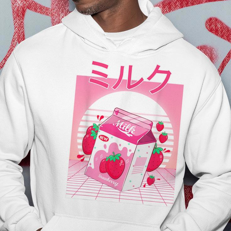 Milk Shake Carton Funny Japanese Kawaii Strawberry Retro 90S 90S Vintage Designs Funny Gifts Hoodie Unique Gifts