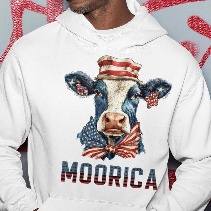 Moorica Cow July 4 American Flag Usa Farmer Funny Cattle Hoodie Unique Gifts