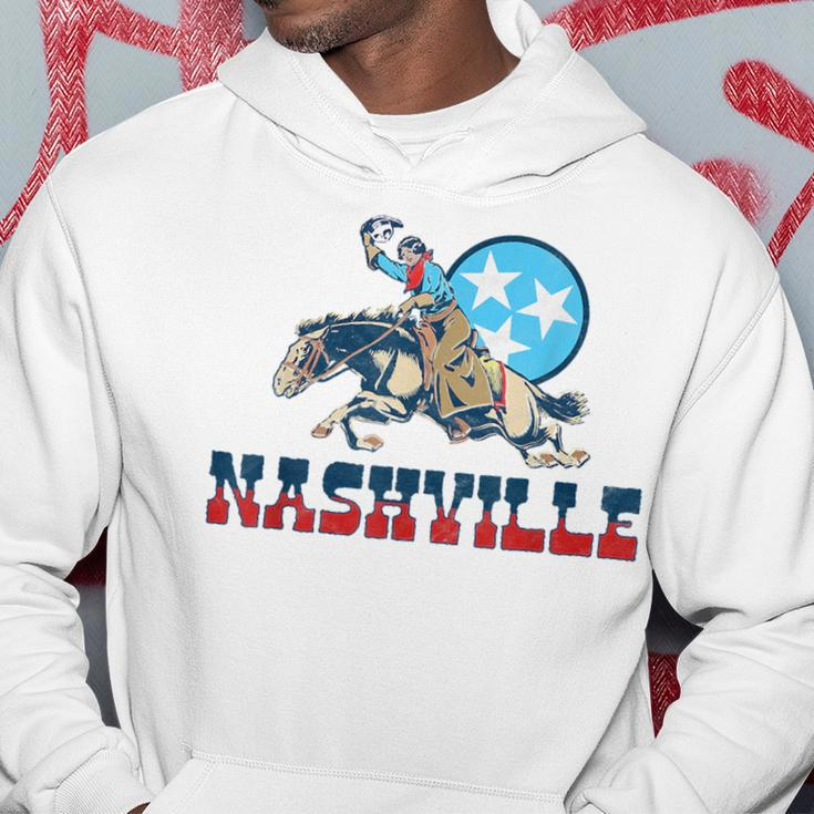 Nashville Vintage Cowgirl & State Flag Tennessee Stars Retro Tennessee Funny Gifts Hoodie Unique Gifts