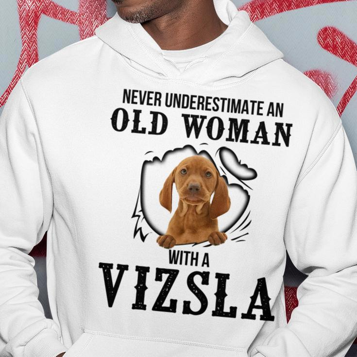 Never Underestimate An Old Woman With A Vizsla Old Woman Funny Gifts Hoodie Unique Gifts
