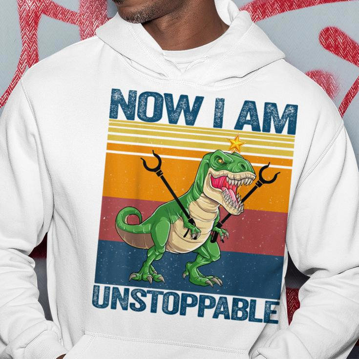 Now I Am Unstoppable T-Rex Dinosaur Funny Retro Vintage Hoodie Unique Gifts