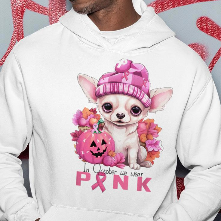 In October We Waer Pink Chihuahua Breast Cancer Awareness Hoodie Unique Gifts