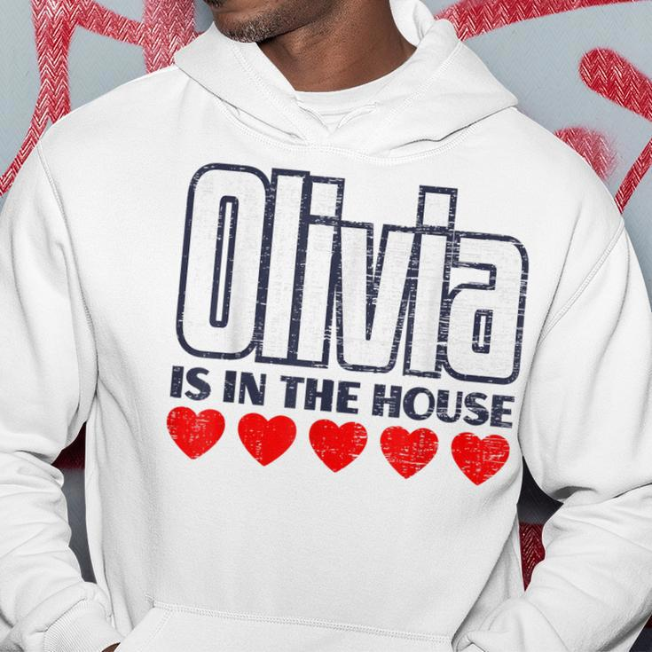 Olivia Is In The House Retro Hearts First Name Love Olivia Hoodie Unique Gifts