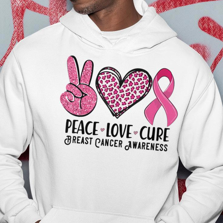 Peace Love Cure Breast Cancer Awareness Warrior Pink Ribbon Hoodie Unique Gifts