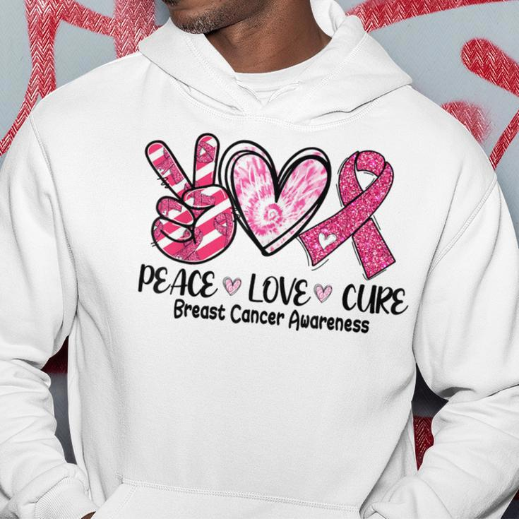 Peace Love Cure Breast Cancer Pink Ribbon Awareness Hoodie Funny Gifts