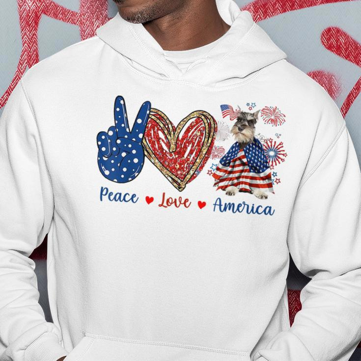 Peace Love Schnauzer Dog Patriotic America Flag 4Th July Hoodie Unique Gifts