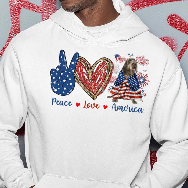 Peace Love Wirehaired Pointing Griffon Dog Patriotic America Hoodie Unique Gifts