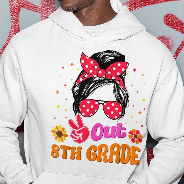 Peace Out 8Th Grade Graduation 2023 Graduate Messy Bun Girls Hoodie Unique Gifts