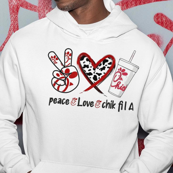 PeaceLoveChik Fil A Casual Print Cute Graphic  Hoodie Personalized Gifts