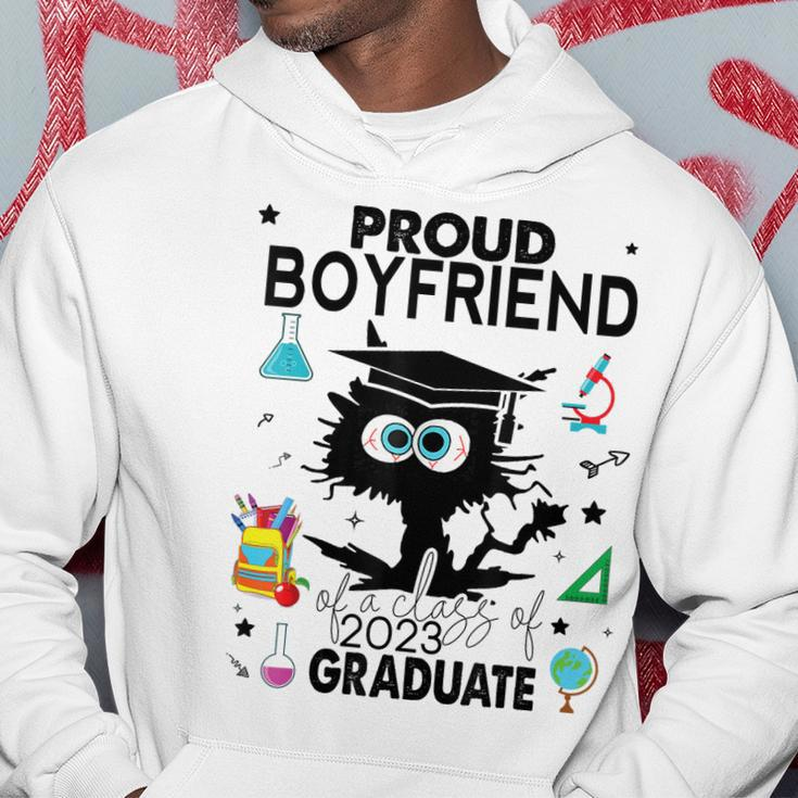 Proud Boyfriend Of A Class Of 2023 Graduate Funny Black Cat Hoodie Unique Gifts