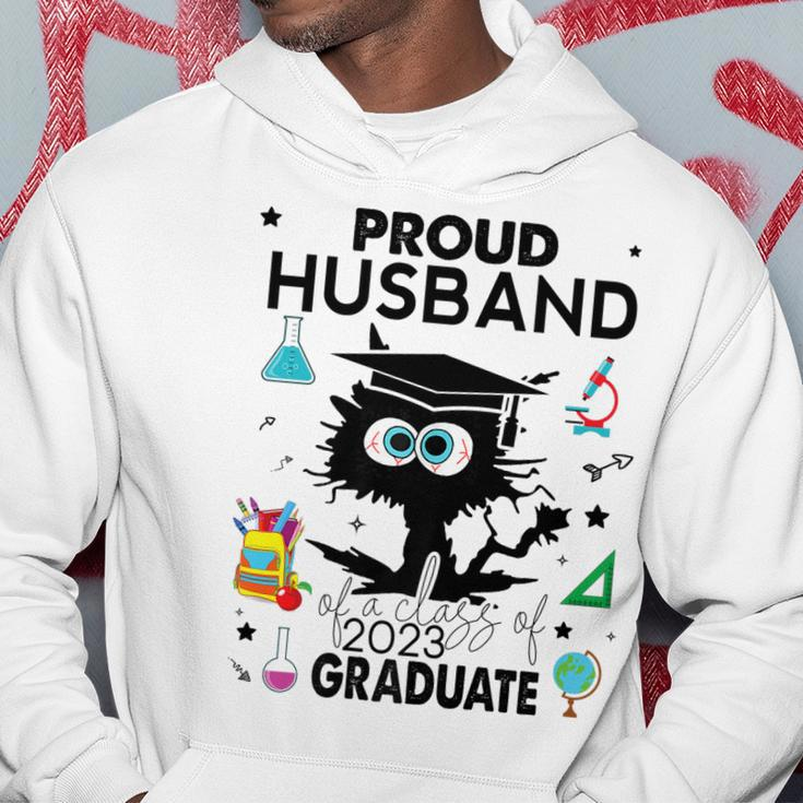 Proud Husband Of A Class Of 2023 Graduate Funny Black Cat Hoodie Unique Gifts