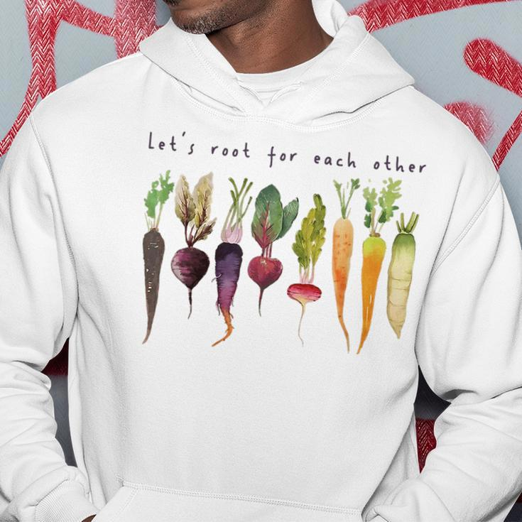Retro Lets Root For Each Other Cute Veggie Funny Vegan Hoodie Funny Gifts