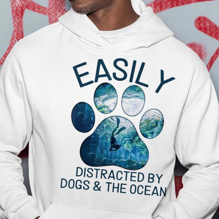 Scuba Diving Easily Distracted By Dogs And The Ocean Hoodie Unique Gifts