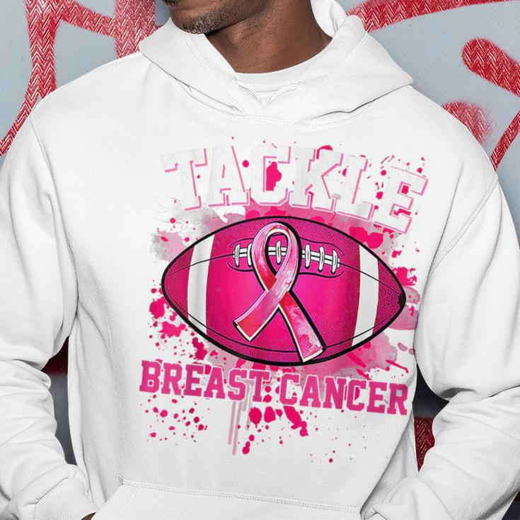 Tackle Football Pink Ribbon Breast Cancer Awareness Boy Kids Hoodie Funny Gifts