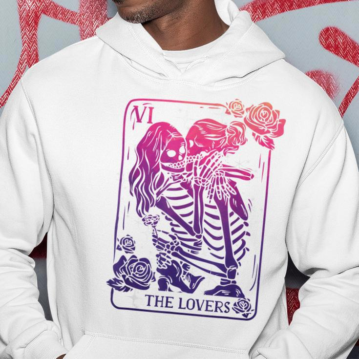 The Lovers Tarot Card Occult Goth Bi Pride Gothic Kissing Hoodie Unique Gifts