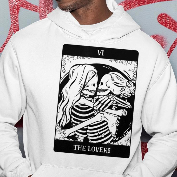 The Lovers Vintage Tarot Card Lesbian Skeleton Halloween Lesbian Funny Gifts Hoodie Unique Gifts