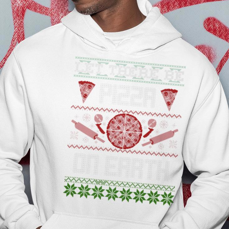 Ugly Christmas Sweater Let There Be Pizza On Earth Hoodie Unique Gifts