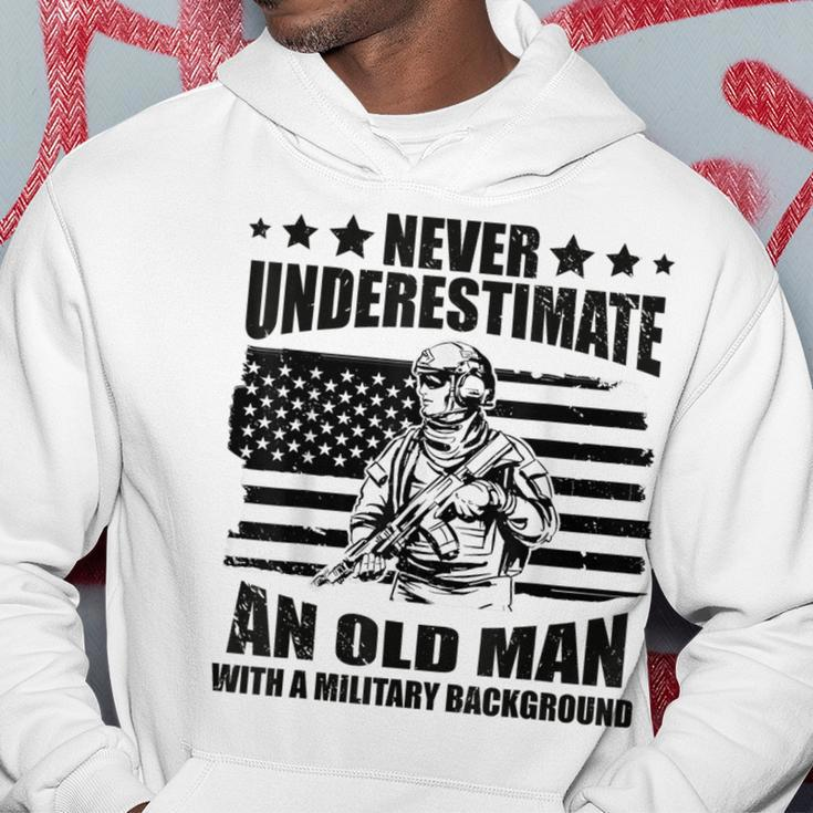 Never Underestimate An Old Man With Military Background Hoodie Funny Gifts