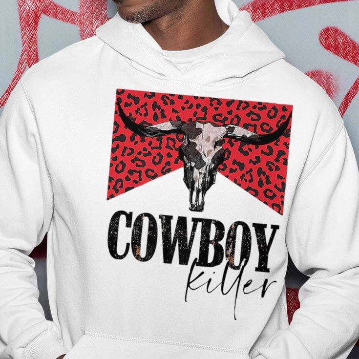 Western Cowgirl Leopard Punchy Cowboy Killers Bull Horn Hoodie Unique Gifts