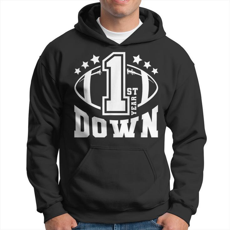 1St Birthday Football Touchdown-First Year Down Themed Party Hoodie