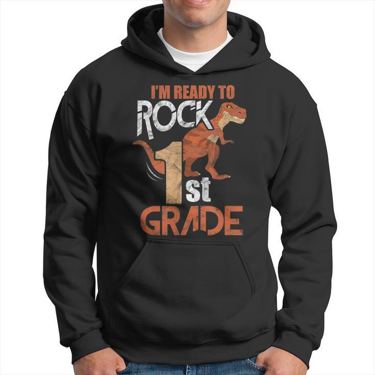 1St Grade Back To School Funny Im Ready To Rock Dinosaur Dinosaur Funny Gifts Hoodie