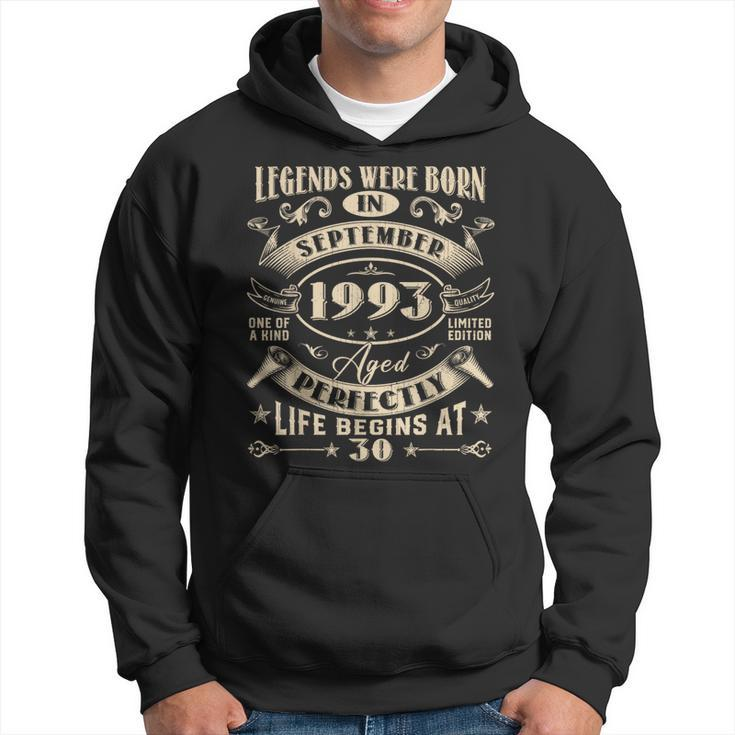 30Th Birthday 30 Years Old Legends Born September 1993 Hoodie