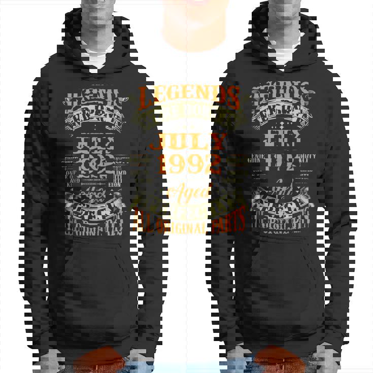 30Th Birthday Gift Legends Born In July 1992 30 Years Old 30Th Birthday Funny Gifts Hoodie