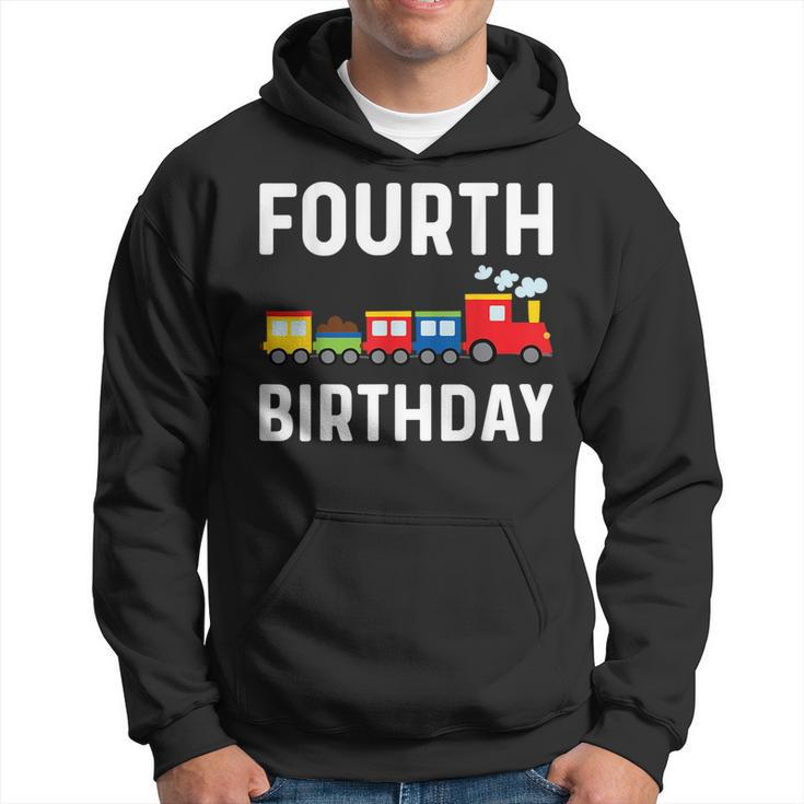 4Th Birthday Train Theme Party Toddler Boys Kids 4 Year Old Hoodie