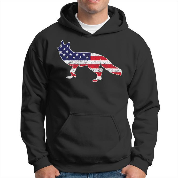 4Th Of July Coyote Graphic Patriotic Usa American Flag Hoodie