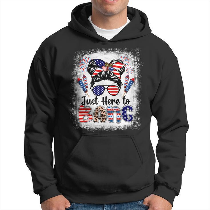 4Th Of July Fireworks Just Here To Bang Messy Bun Sunglasses Hoodie