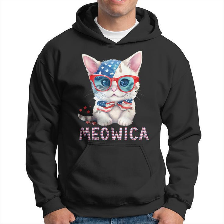 4Th Of July Meowicas Patriotic Graphic  For Cat Lovers Hoodie