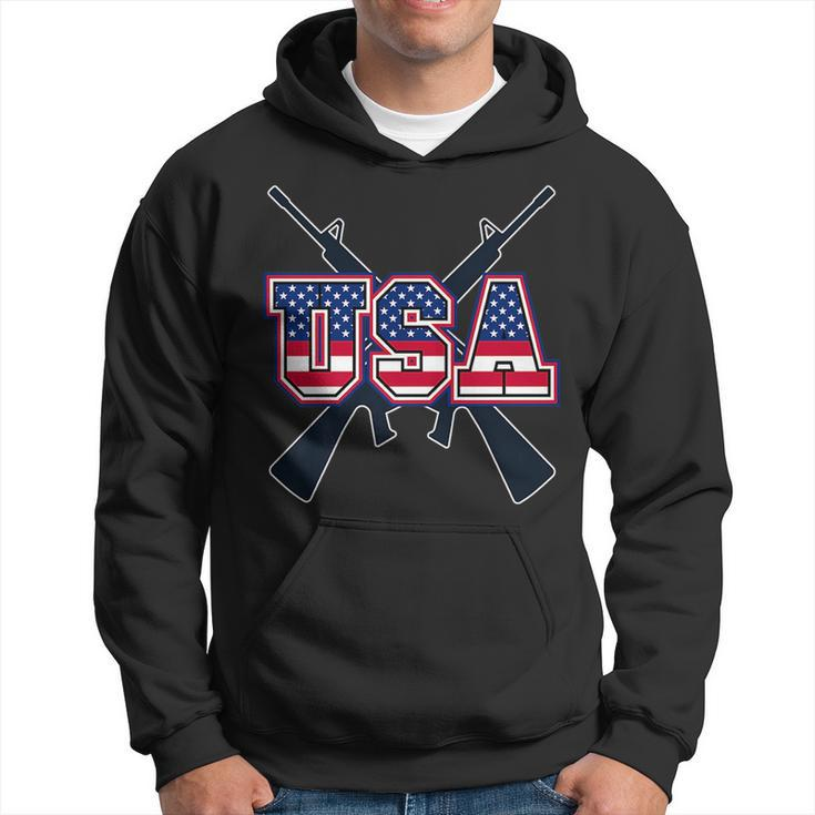 4Th Of July Usa With Gun Background Gun Funny Gifts Hoodie