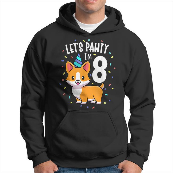 8 Years Old Corgi Dog Lover 8Th Birthday Party Outfit Kid Hoodie