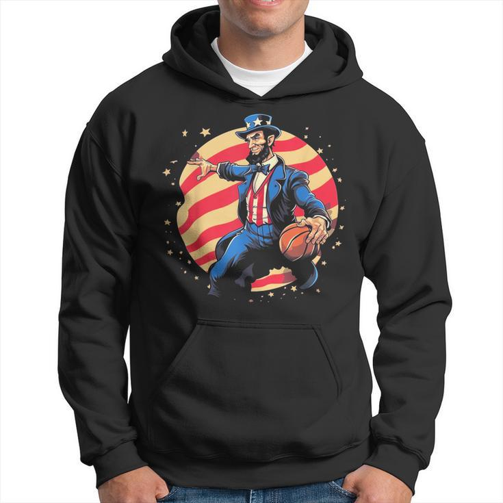 Abraham Lincoln Usa Fourth 4Th Of July Funny Basketball  Hoodie