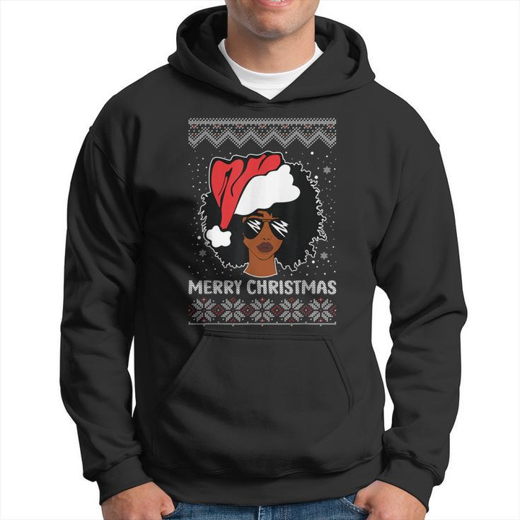 African American Woman Ugly Christmas Sweater Pajama Hoodie