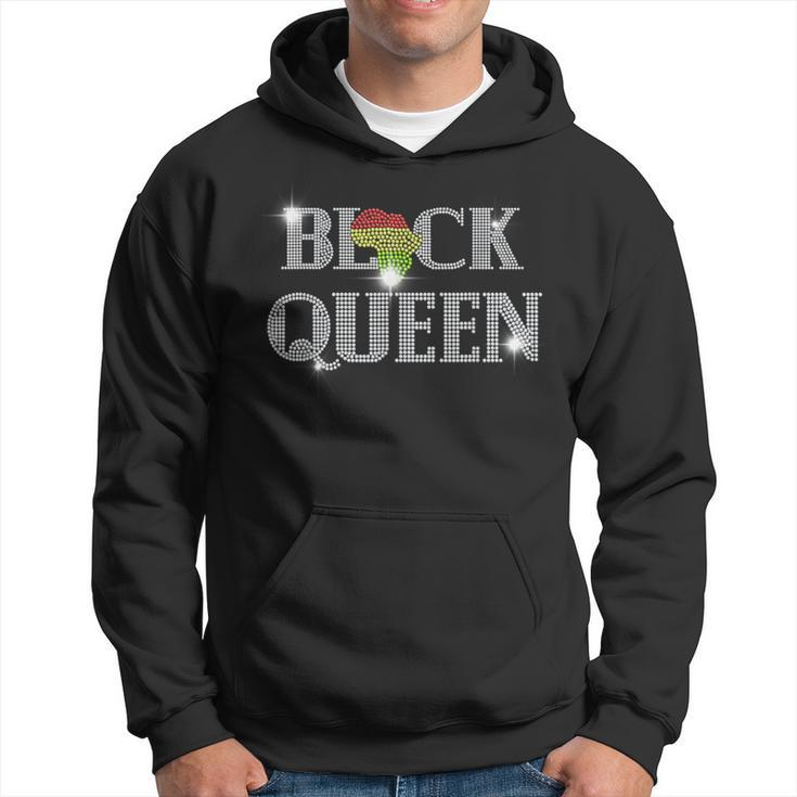 Afro Woman Black Queen Bling Rhinestone Black Queen Diamond Hoodie