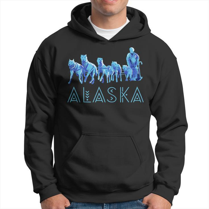 Alaska Sled Dogs Mushing Team Snow Sledding Mountain Scene   Hoodie