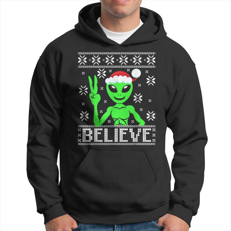 Alien Believe Ugly Christmas Sweater Hoodie